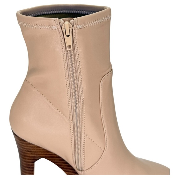 Aminah Ava Tan Faux Leather Heeled Womens Sock Booties Size 8.5M display picture 3